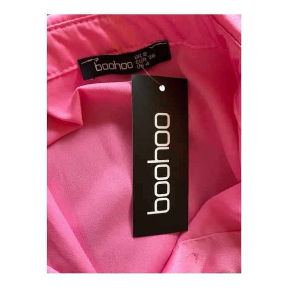 BOO HOO NWT BARBIE PINK ELEGENT SATIN BUTTON LONG SLEEVE BLOUSE SIZE 4 - Picture 7 of 7